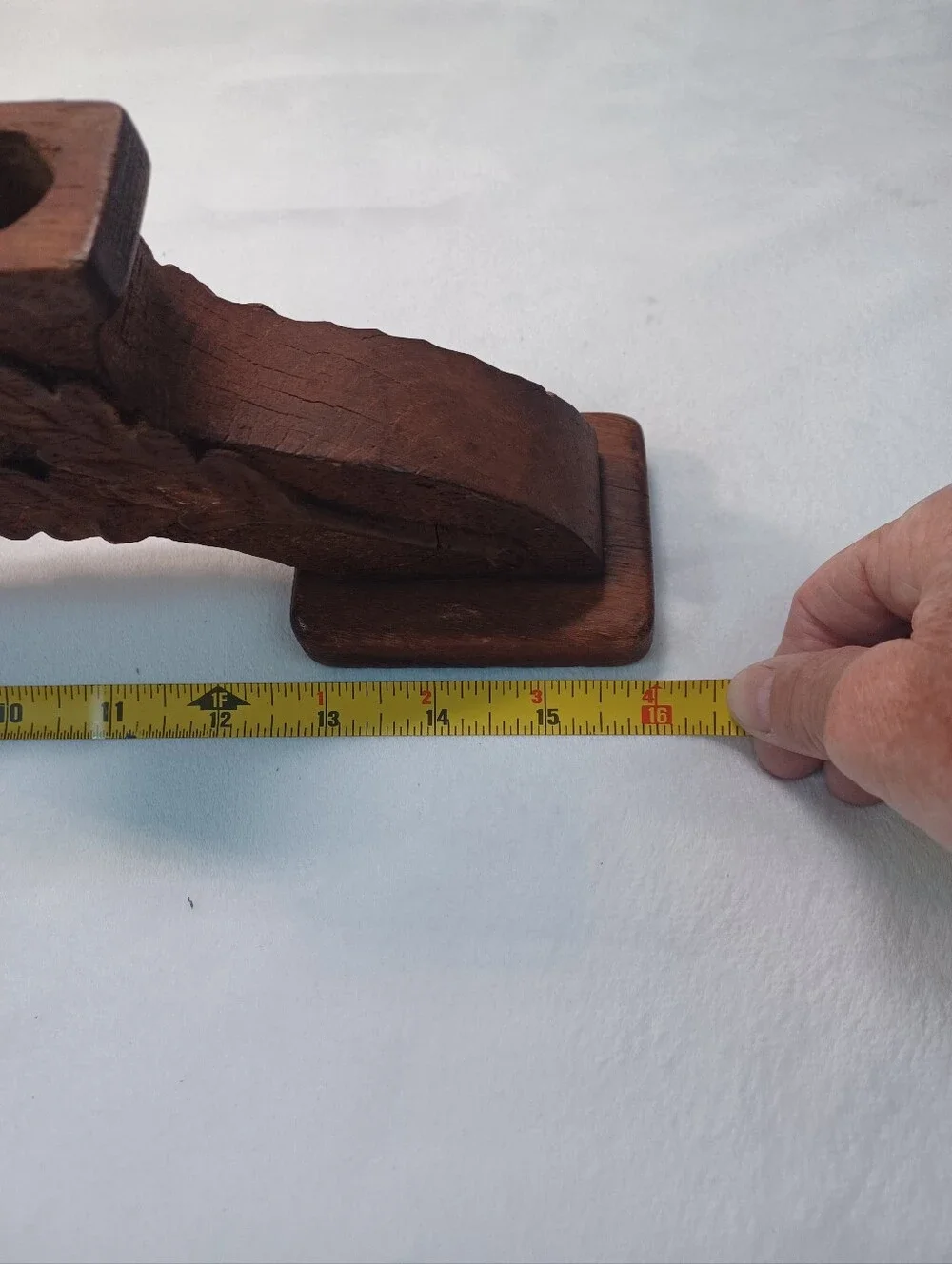 Hand Carved Solid Wood 3 Taper Candle Holder Oak Leaf & Acorn Rustic Centerpiece